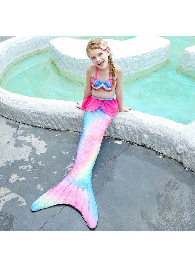 Mermaid Costume Dress - Girls Mermaid Fishtail Costume Dress - Dh26 blue pattern, 120 - Princess Dress Up, Halloween Cosplay, Fancy Party Wear, Birthday Costume, Fantasy Outfit Swimsuit - Image 3