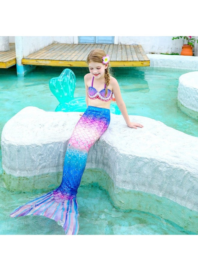 Mermaid Costume Dress - Girls Mermaid Fishtail Costume Dress - Dh26 blue pattern, 120 - Princess Dress Up, Halloween Cosplay, Fancy Party Wear, Birthday Costume, Fantasy Outfit Swimsuit - Image 5