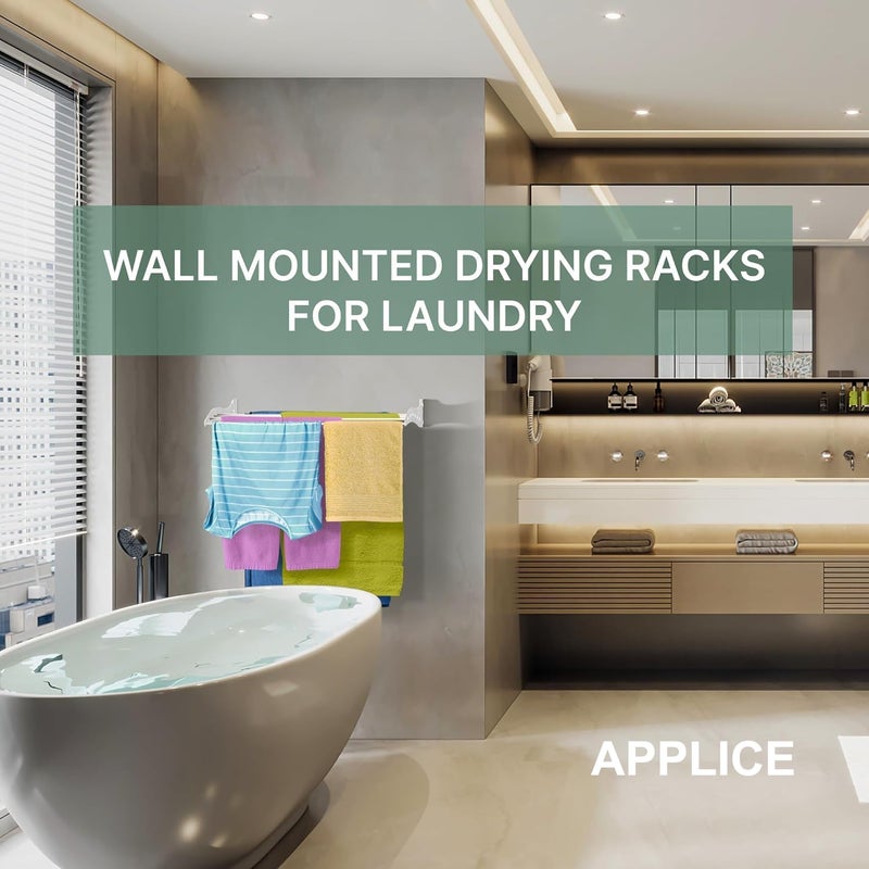 APPLICE Wall Mounted Folding Cloth Drying Stand Heavy Duty Laser Finished Metal 5 Layers Clothes Drying Clothesline Rope Clothe Drying System - Image 4
