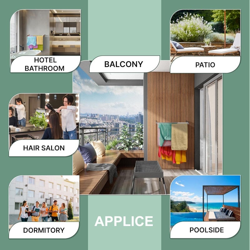 APPLICE Wall Mounted Folding Cloth Drying Stand Heavy Duty Laser Finished Metal 5 Layers Clothes Drying Clothesline Rope Clothe Drying System - Image 5