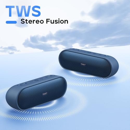 Tribit XSound Plus 2 30W 5.3 Bluetooth Wireless Speakers,Powerful Louder Stereo Sound with Bass-Enhanced XBass Function,24H Playtime,IPX7 Waterproof,Built in Mic,150ft BT Range for Home/Outdoor,Blue - Image 4