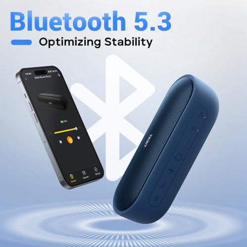 Tribit XSound Plus 2 30W 5.3 Bluetooth Wireless Speakers,Powerful Louder Stereo Sound with Bass-Enhanced XBass Function,24H Playtime,IPX7 Waterproof,Built in Mic,150ft BT Range for Home/Outdoor,Blue - Image 5