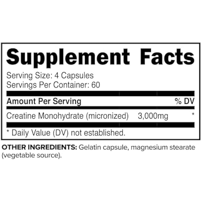 Primaforce Creatine Monohydrate Capsules - 240 Capsules, 3,000mg per Serving, Gluten Free and Non-GMO - Image 2