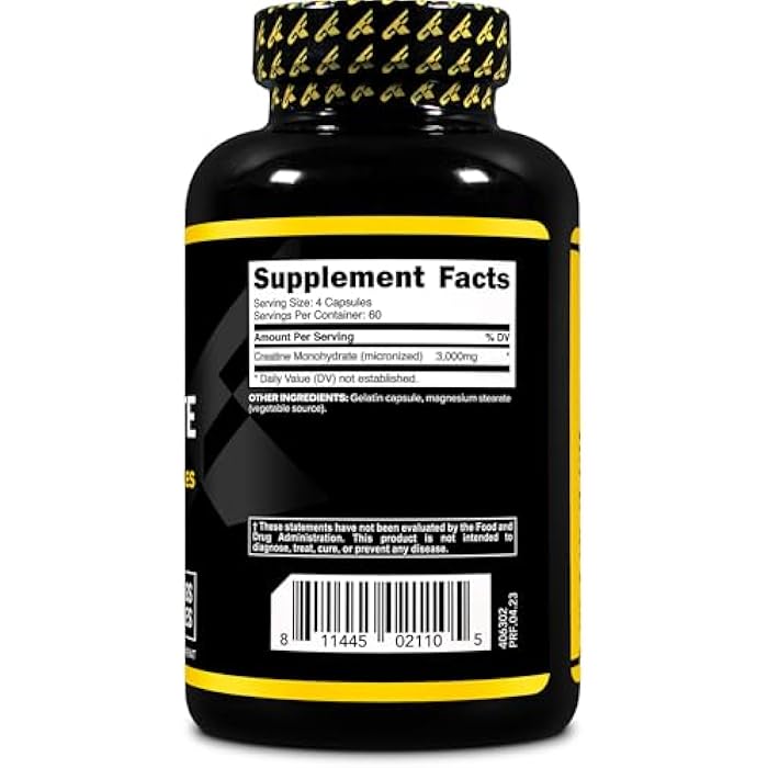 Primaforce Creatine Monohydrate Capsules - 240 Capsules, 3,000mg per Serving, Gluten Free and Non-GMO - Image 4