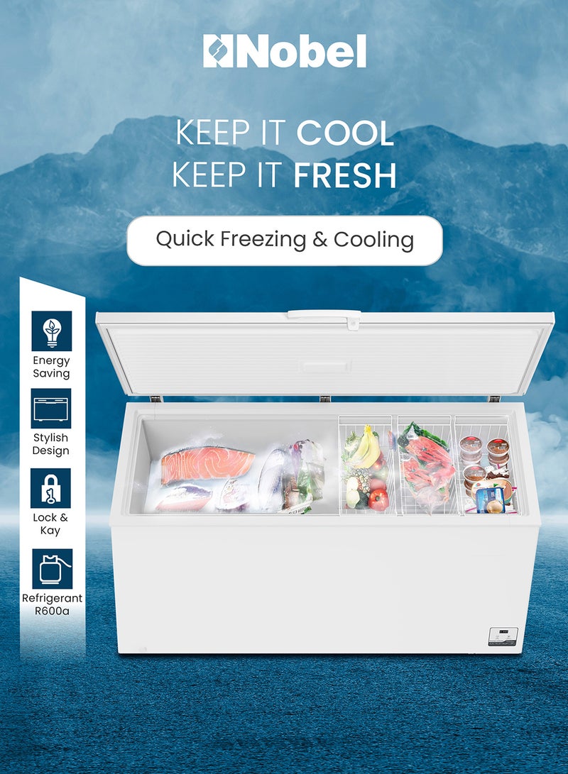 نوبل فريزر صدر سعة 900 لتر بتقنية العاكس – ثلاجة/فريزر قابلة للتحويل، ECO Cool، تحكم لمسي إلكتروني، قفل ومفتاح، غاز R600a - Image 3