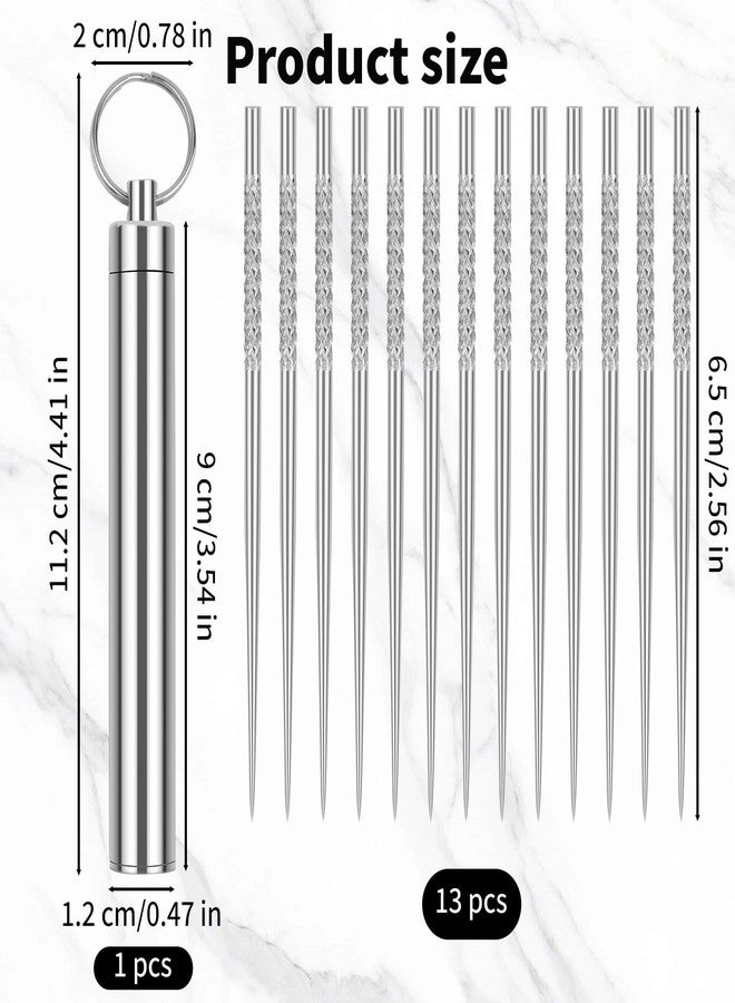 Notoke Travel Toothpick Holder Portable Metal Tooth Pick Holder with 10PCS Reusable Titanium Toothpicks Pocket Toothpick Containers for Purse Outdoor Travel Daily Life - Image 2