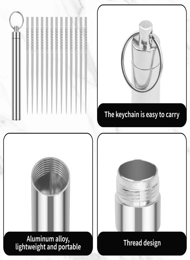 Notoke Travel Toothpick Holder Portable Metal Tooth Pick Holder with 10PCS Reusable Titanium Toothpicks Pocket Toothpick Containers for Purse Outdoor Travel Daily Life - Image 3