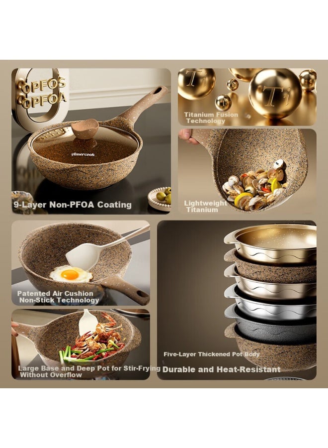 Amercook Alfita Non-stick Maifan Stone Frying Pan Flat Bottom Stir-fry Pan Skillet For Induction And Gas Cooktops - Image 1