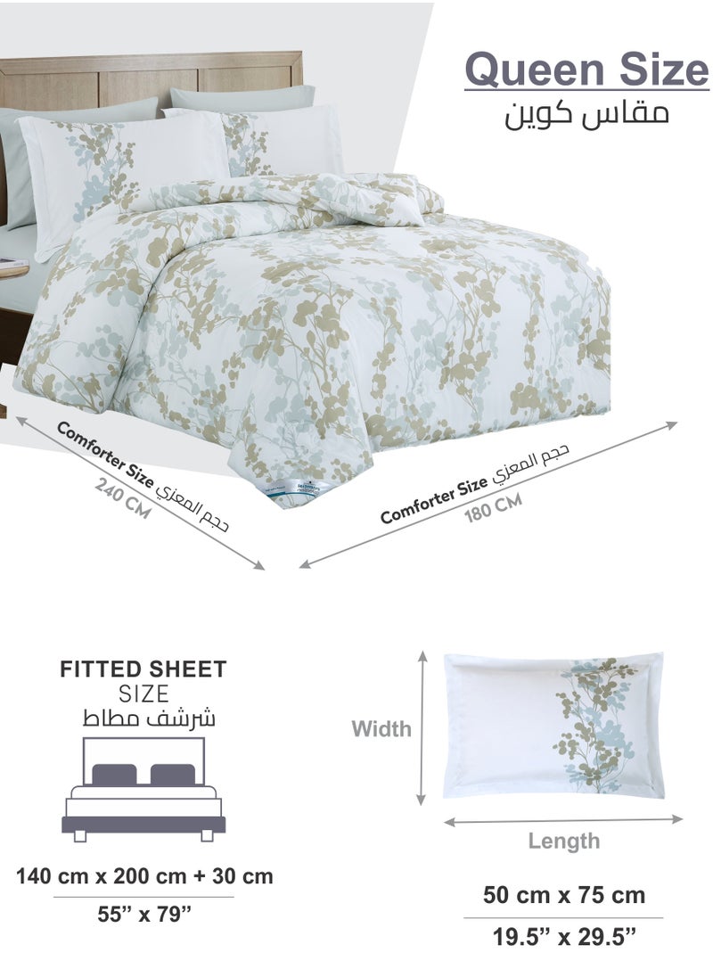 Donetella Printed Comforter Set 4-Pcs Queen Size All Season Bed Fits(140 X 200 Cm)Bedding Set With Removable Filler And Down Alternative Filling, Seashell  - Image 3