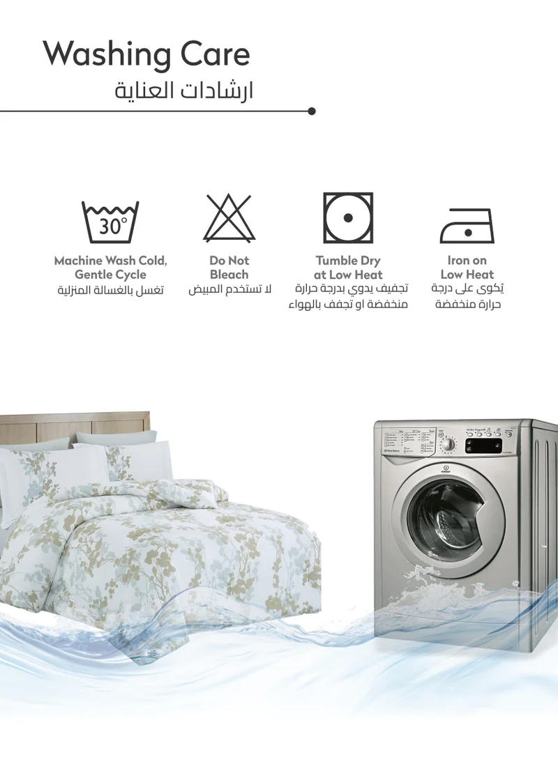 Donetella Printed Comforter Set 4-Pcs Queen Size All Season Bed Fits(140 X 200 Cm)Bedding Set With Removable Filler And Down Alternative Filling, Seashell