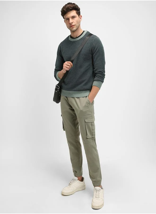 Dennis Lingo Textured Round Neck Regular Fit Sweater by Styli