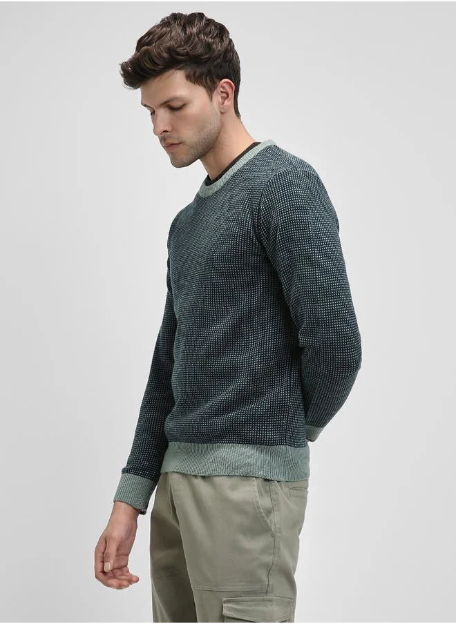 Dennis Lingo Textured Round Neck Regular Fit Sweater by Styli
