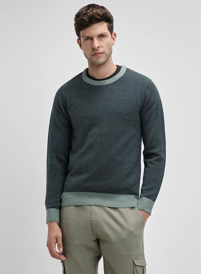 Dennis Lingo Textured Round Neck Regular Fit Sweater by Styli