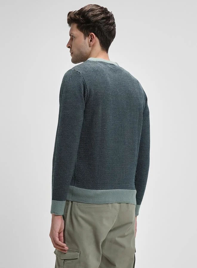 Dennis Lingo Textured Round Neck Regular Fit Sweater by Styli