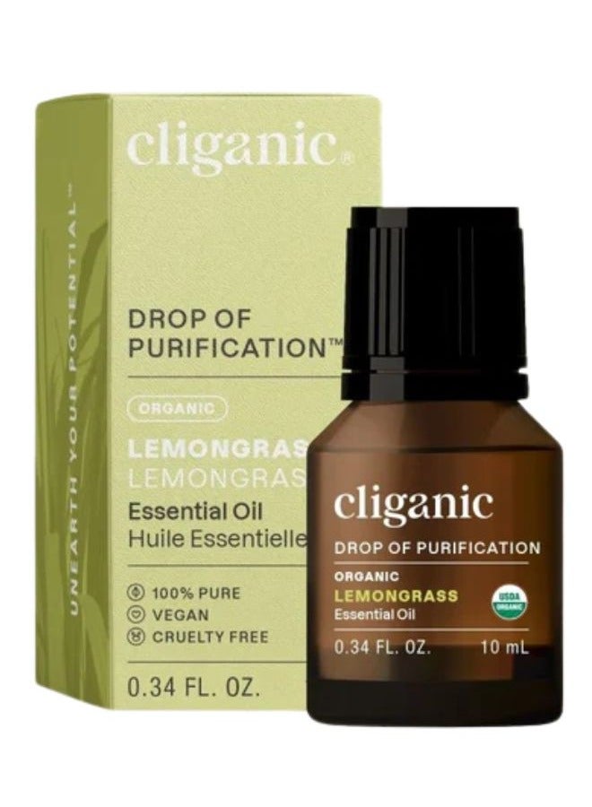 Cliganic Organic Lemongrass Essential Oil 10ml, 100% Pure Natural Undiluted, For Aromatherapy, Non-GMO Verified  - Image 1