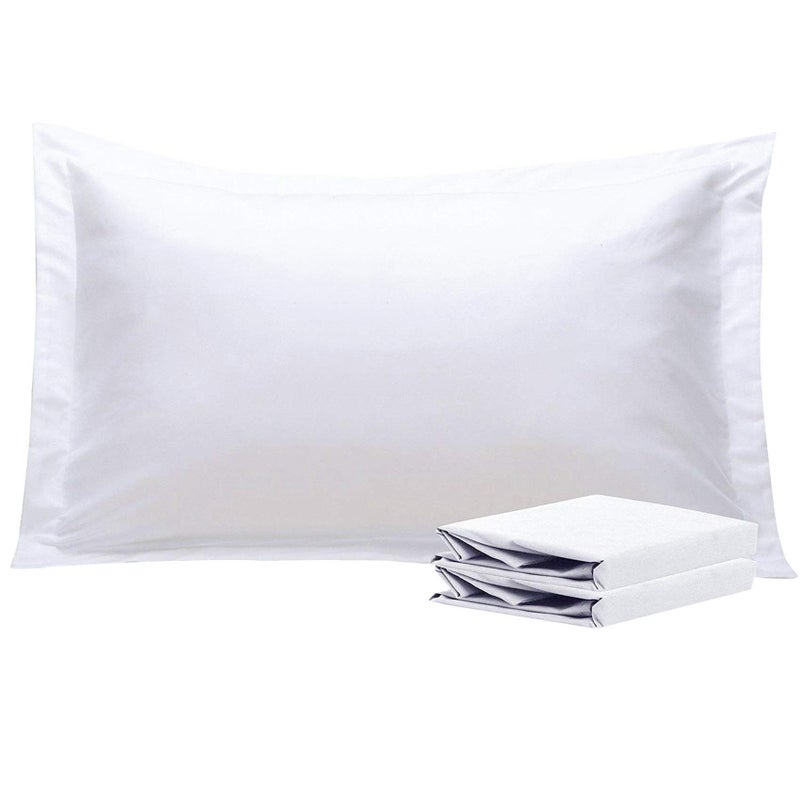 NTBAY King Pillow Shams - 2 Pack Brushed Microfiber 20x36 Sham Covers - Super Soft and Cozy, Wrinkle, Fade, Stain Resistant 20x36 Inches Oxford Pillowcases, White - Image 1