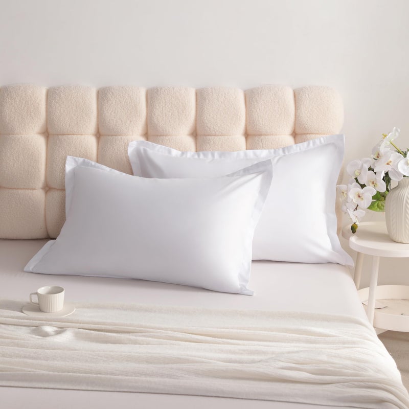 NTBAY King Pillow Shams - 2 Pack Brushed Microfiber 20x36 Sham Covers - Super Soft and Cozy, Wrinkle, Fade, Stain Resistant 20x36 Inches Oxford Pillowcases, White - Image 3