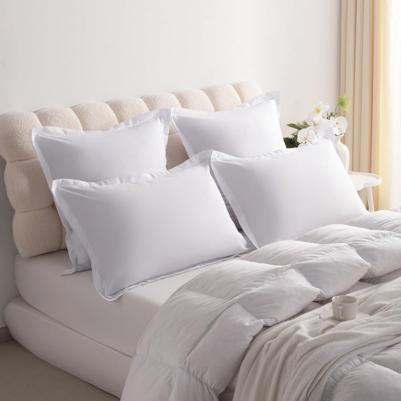 NTBAY King Pillow Shams - 2 Pack Brushed Microfiber 20x36 Sham Covers - Super Soft and Cozy, Wrinkle, Fade, Stain Resistant 20x36 Inches Oxford Pillowcases, White - Image 2