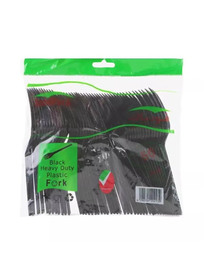 Day To Day Foodpack Disposable Forks Black Heavy Duty 7 inch Plastic Forks- 50pcs - Image 2