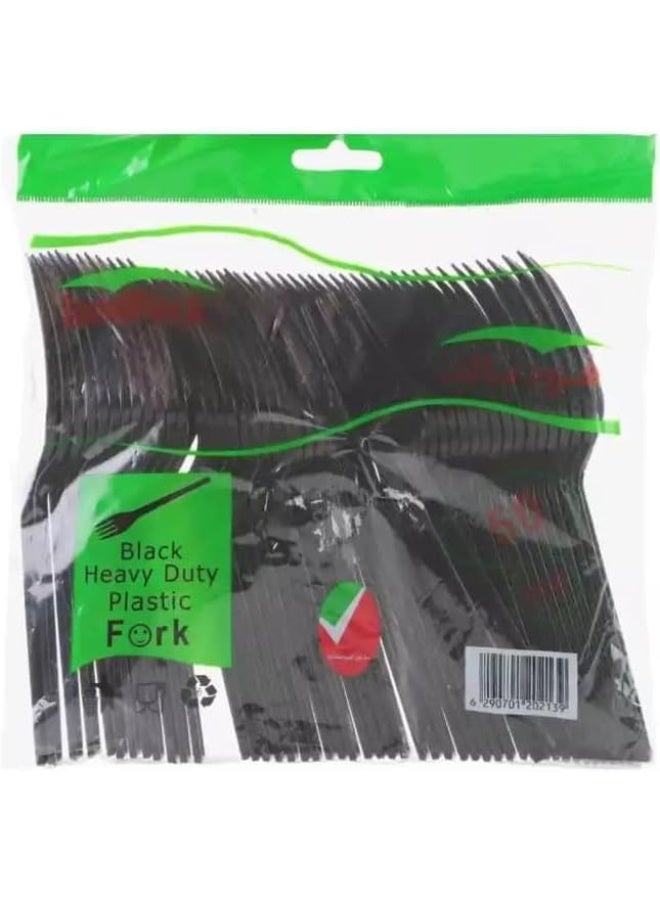 Day To Day Foodpack Disposable Forks Black Heavy Duty 7 inch Plastic Forks- 50pcs - Image 1