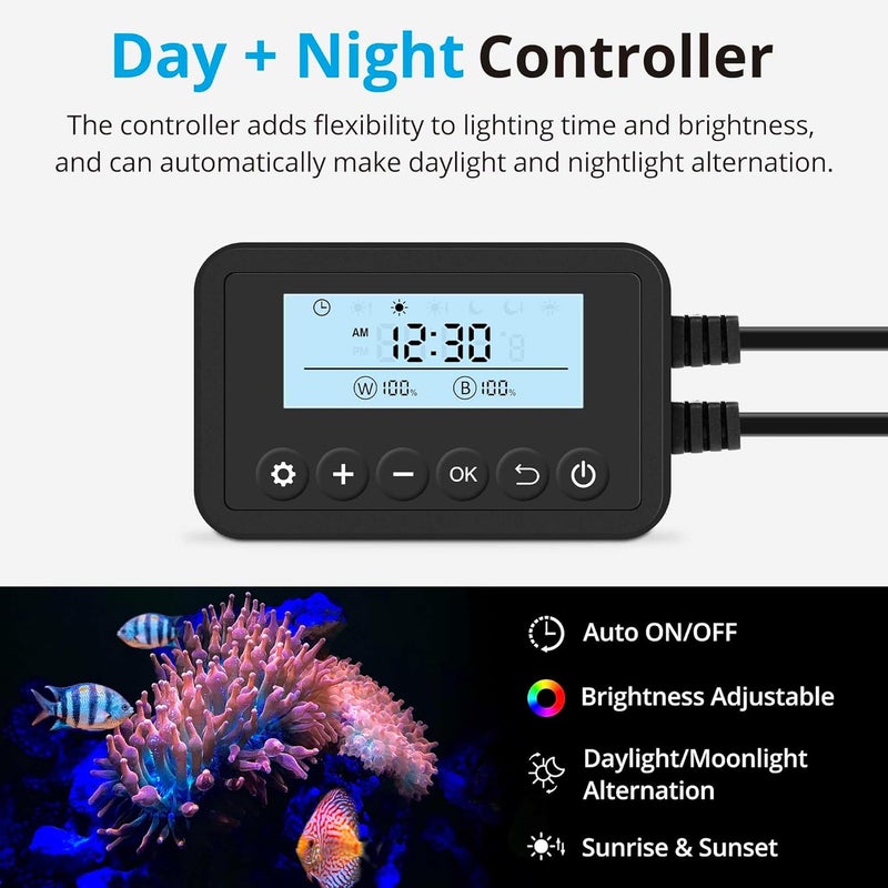 NICREW 24W Saltwater Aquarium Light, Marine LED Reef Light for Corals, Programmable Timer Controller, 24 to 30-Inch - Image 2