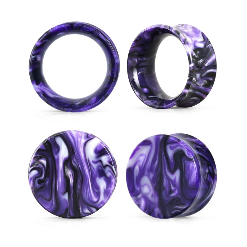 COOEAR Ear Plugs Tunnels Piercing Gauges for Ears, Double Flared Expander Stretchers, 2 Pairs Colorful Acrylic Earrings 0G. - Image 1