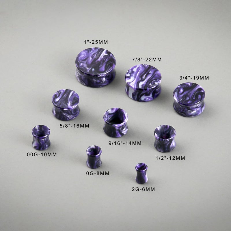 COOEAR Ear Plugs Tunnels Piercing Gauges for Ears, Double Flared Expander Stretchers, 2 Pairs Colorful Acrylic Earrings 0G. - Image 5
