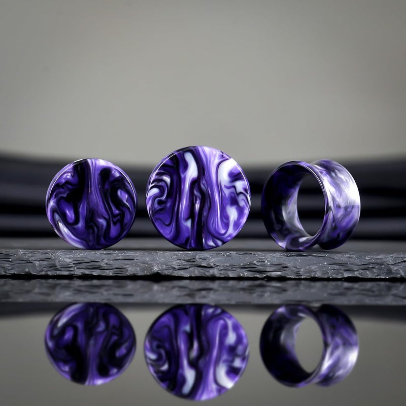 COOEAR Ear Plugs Tunnels Piercing Gauges for Ears, Double Flared Expander Stretchers, 2 Pairs Colorful Acrylic Earrings 0G. - Image 2