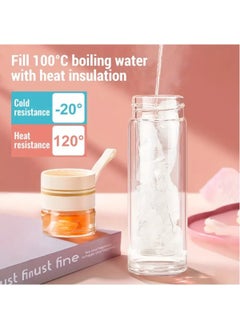 Hihonor Tea Infuser Bottle,Coffee Mug & Water Bottle with Tea Separation,Clear Double Wall Glass Water Bottle,Portable Travel Water Separation Tea Bottle Mug Cup with Tea Infuser for Women Men (Pink 520ml)  - Image 2