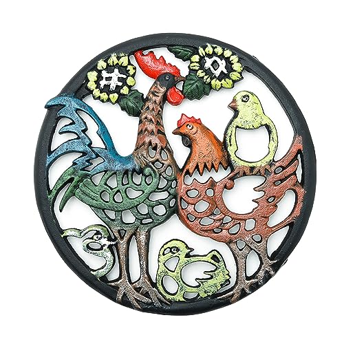 Sungmor Cast Iron Trivet for Wood Stove Dia81 Inch Rustproof Round Stands for Hot PotsDishesPans Decorative Metal Table Trivet for Kitchen Cooking - Image 1