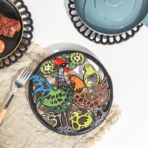 Sungmor Cast Iron Trivet for Wood Stove Dia81 Inch Rustproof Round Stands for Hot PotsDishesPans Decorative Metal Table Trivet for Kitchen Cooking - Image 3