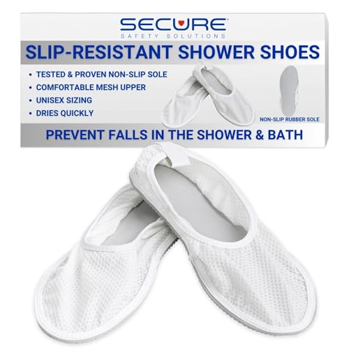 Secure Non Slip Shower Shoes for Men and Women - Slip Resistant Non Skid Tread Soles for Elderly Fall Prevention - Bathroom Slippers for Home, Gym, Spa, Hospital (Medium: W 6-8, M 5-7) White - Image 2