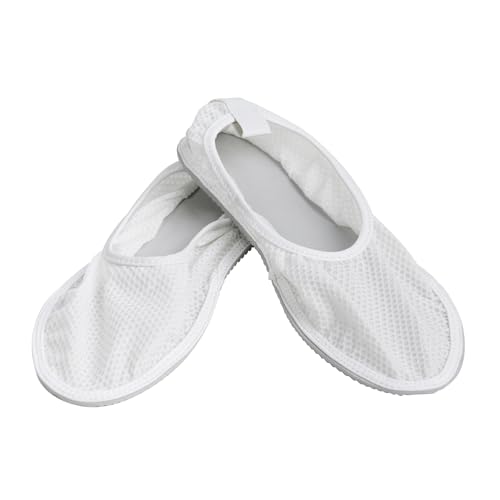 Secure Non Slip Shower Shoes for Men and Women - Slip Resistant Non Skid Tread Soles for Elderly Fall Prevention - Bathroom Slippers for Home, Gym, Spa, Hospital (Medium: W 6-8, M 5-7) White - Image 1