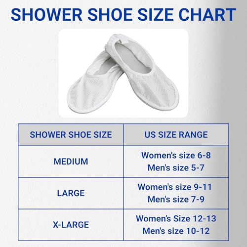 Secure Non Slip Shower Shoes for Men and Women - Slip Resistant Non Skid Tread Soles for Elderly Fall Prevention - Bathroom Slippers for Home, Gym, Spa, Hospital (Medium: W 6-8, M 5-7) White - Image 3