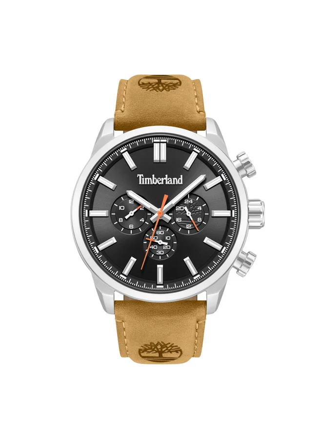 تمبرلاند Henniker II Black Dial Leather Strap Chronograph Watch for Men, 44mm