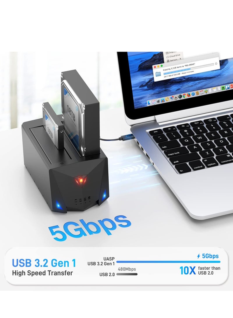 XiuWoo Hard Drive Docking Station, Hard Drive Dock for 2.5 or 3.5 inch SATA I/II/III HDD SSD with Hard Drive Duplicator/Offline Clone Function and 2 USB Cables  - Image 2