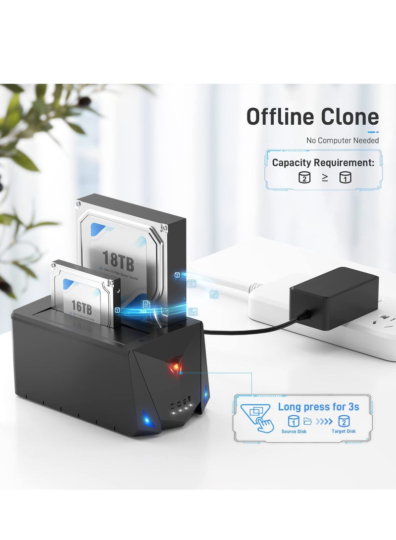 XiuWoo Hard Drive Docking Station, Hard Drive Dock for 2.5 or 3.5 inch SATA I/II/III HDD SSD with Hard Drive Duplicator/Offline Clone Function and 2 USB Cables  - Image 3