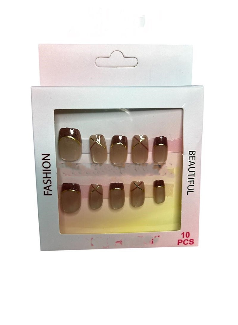 Generic 10 Pack Cat Eye False Nails - Unique Design Double Face Adhesive 
