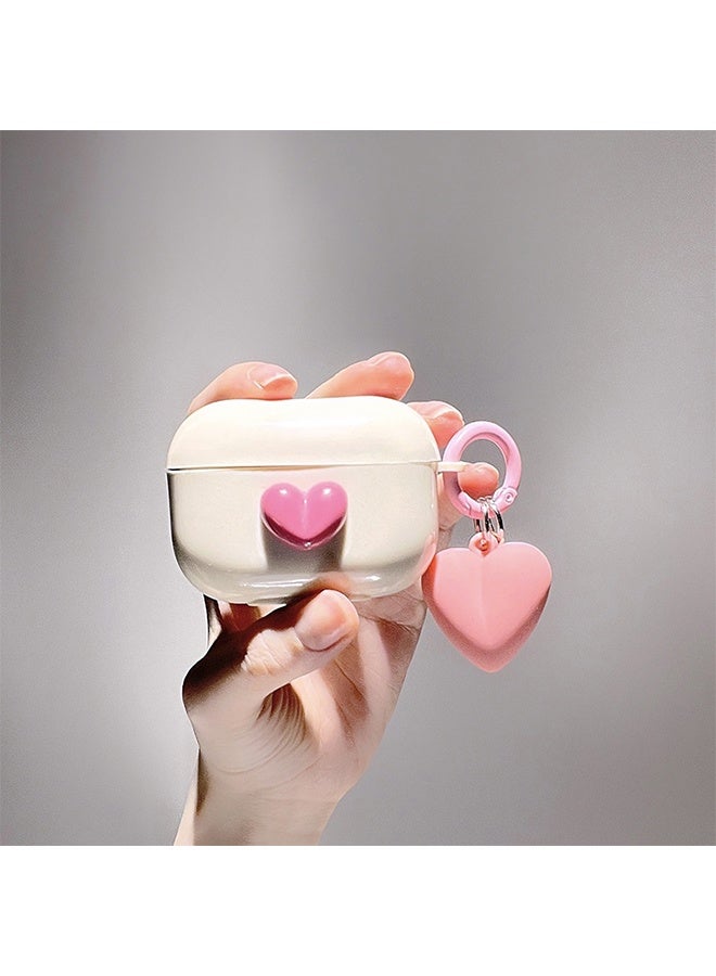 AirPods Pro2 Case, Airpods Pro 2nd Generation Pink TPU 3D Heart-shaped Case Cover, Soft Silicone Skin Shock-Absorbing Protective Cover with Keychains for Apple Airpods Pro 2 - Image 5