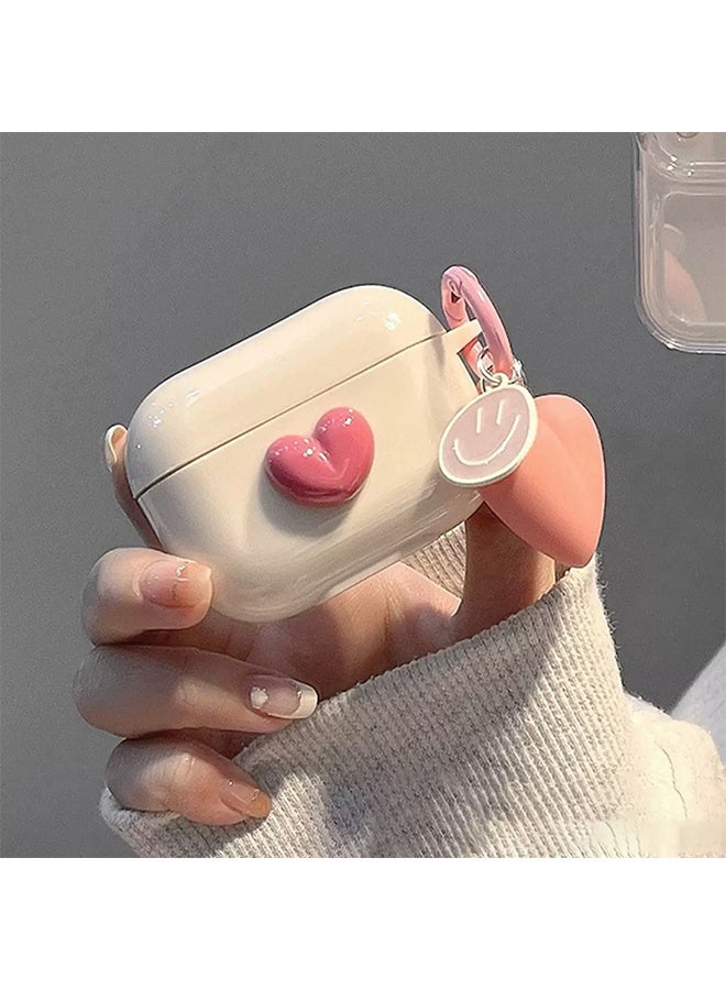 AirPods Pro2 Case, Airpods Pro 2nd Generation Pink TPU 3D Heart-shaped Case Cover, Soft Silicone Skin Shock-Absorbing Protective Cover with Keychains for Apple Airpods Pro 2 - Image 2