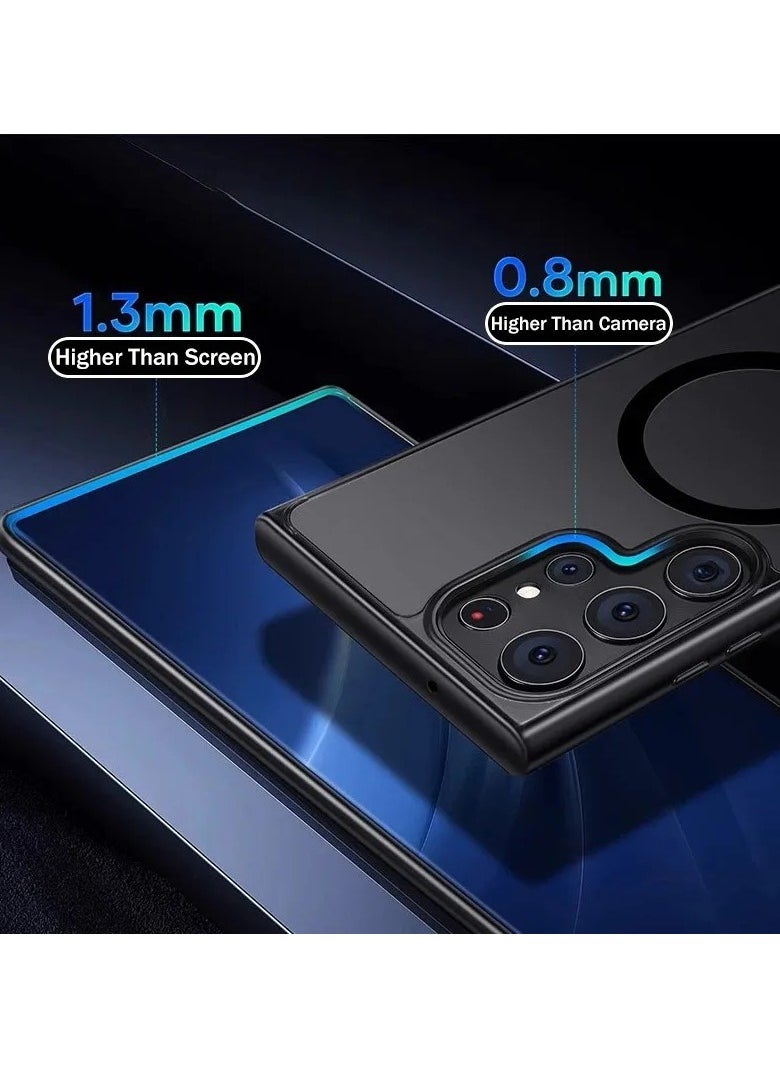 for Samsung S24 Ultra Case, Compatible with MagSafe, Magnetic Translucent Matte Back Shockproof Cover with Strong Magnet, Slim Thin Full Protection Phone Case for Galaxy S24 Ultra 5G