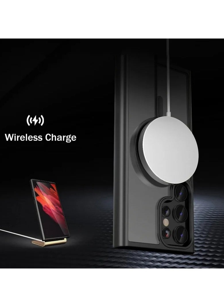 for Samsung S24 Ultra Case, Compatible with MagSafe, Magnetic Translucent Matte Back Shockproof Cover with Strong Magnet, Slim Thin Full Protection Phone Case for Galaxy S24 Ultra 5G