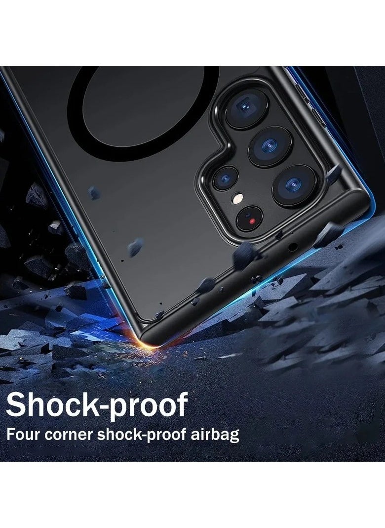 for Samsung S24 Ultra Case, Compatible with MagSafe, Magnetic Translucent Matte Back Shockproof Cover with Strong Magnet, Slim Thin Full Protection Phone Case for Galaxy S24 Ultra 5G