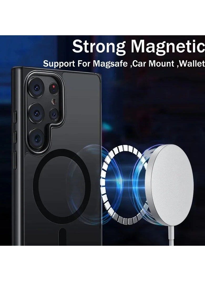 for Samsung S24 Ultra Case, Compatible with MagSafe, Magnetic Translucent Matte Back Shockproof Cover with Strong Magnet, Slim Thin Full Protection Phone Case for Galaxy S24 Ultra 5G