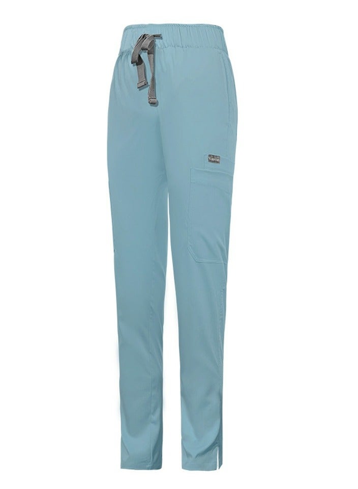 Loquat Medical Uniform Scrubs Pants Unisex Elastic Waist Pants Workwear Light Blue 