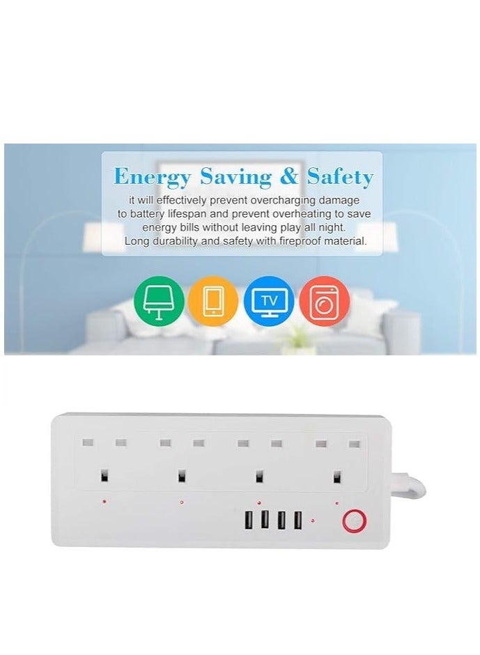 Technowhale Technowhale Smart Power Strip UK WiFi Plug with Tuya application Power Monitor 1.8m Cable Length with 4 AC Socket 4 USB Ports and 1 USB-C Smart Home Appliance Voice Control for Alexa and Google Home  - Image 4