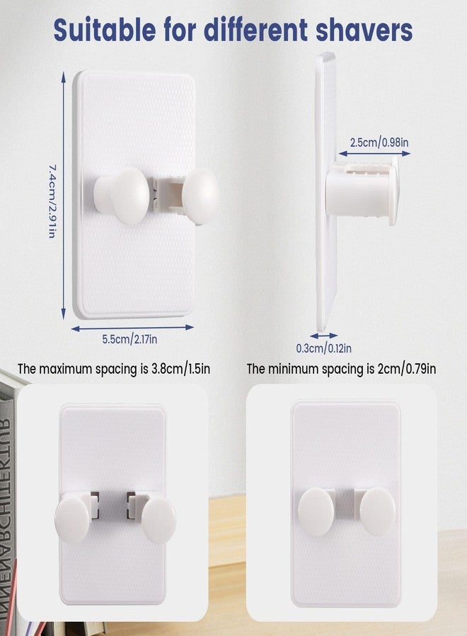 SNOMEL 2 Pcs White Plastic Razor Holder for Shower Wall, Shaver Storage Hooks, Waterproof Self Adhesive Hooks, Removable, Easy Install - Image 2