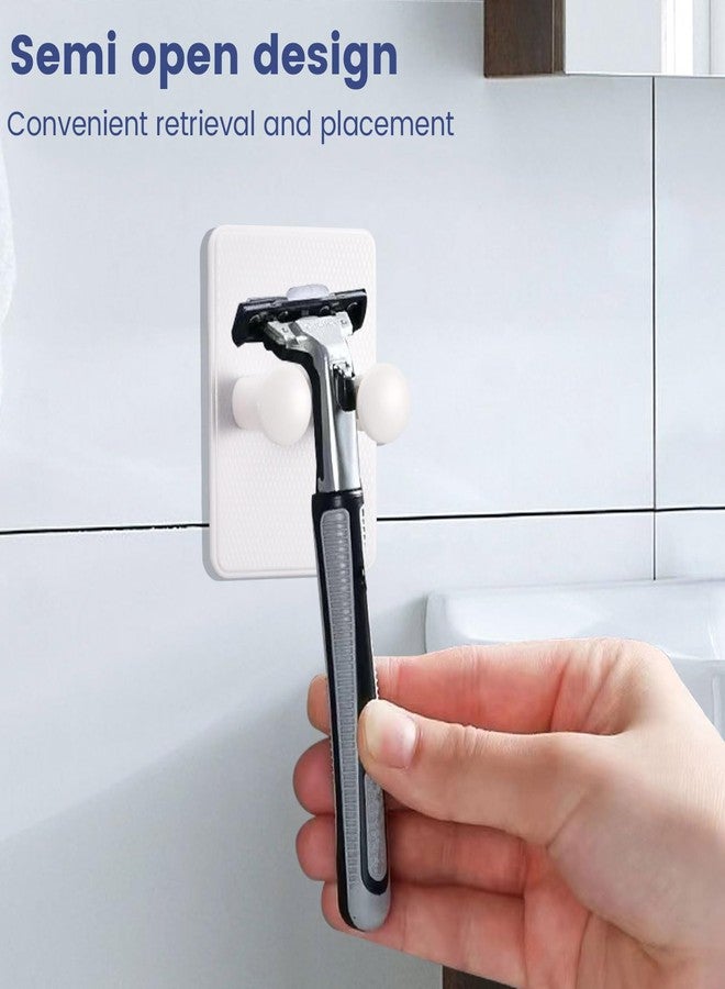 SNOMEL 2 Pcs White Plastic Razor Holder for Shower Wall, Shaver Storage Hooks, Waterproof Self Adhesive Hooks, Removable, Easy Install - Image 4