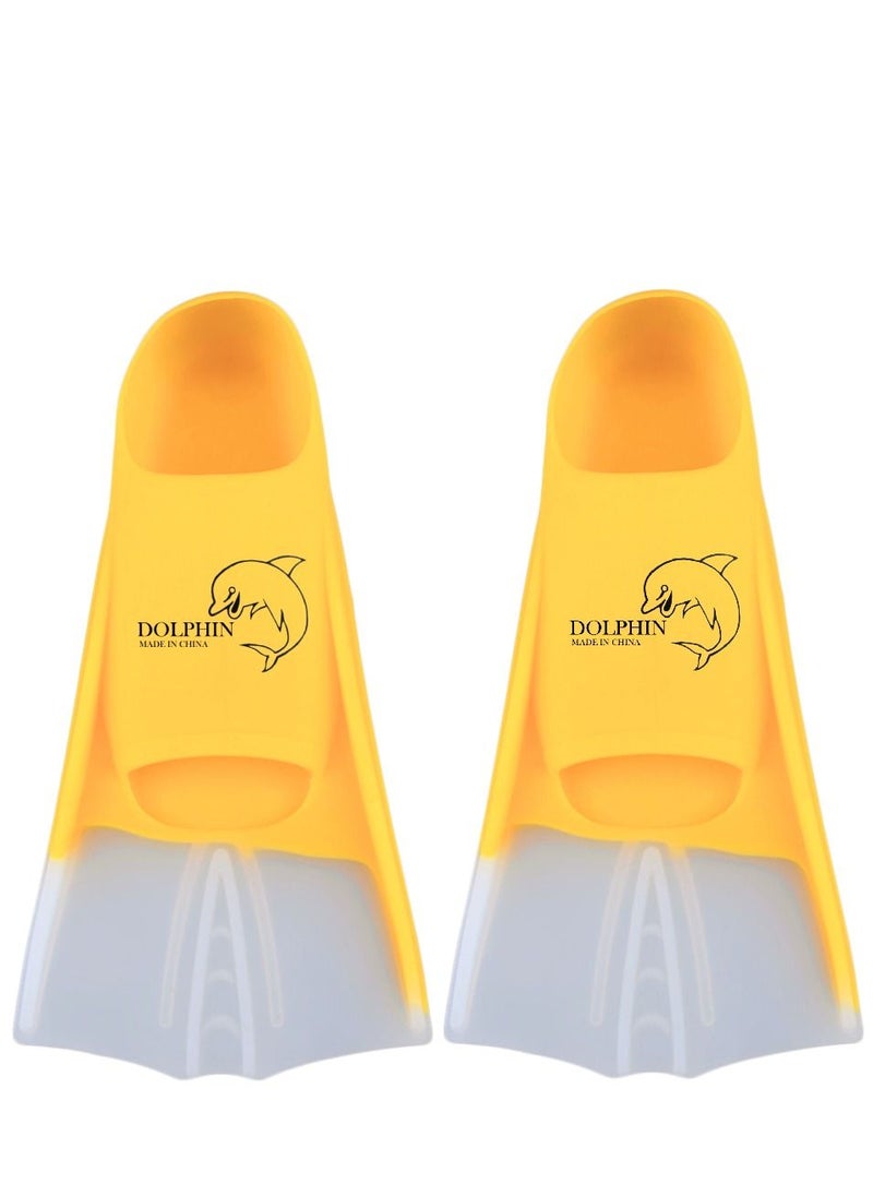 Dolphin Silicone Swim Training Short Fins, Yellow/White, Size L (39-41)  - Image 1
