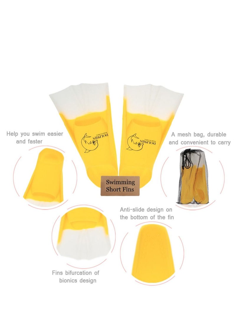 Dolphin Silicone Swim Training Short Fins, Yellow/White, Size L (39-41)  - Image 5